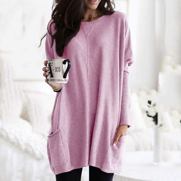 Women Long Sleeve Top Casual Pocket T-Shirt