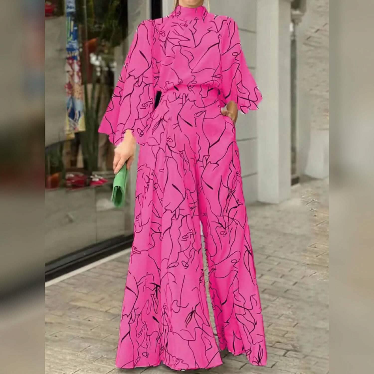 Women's Jumpsuit Pocket Print Floral Stand Collar Streetwear