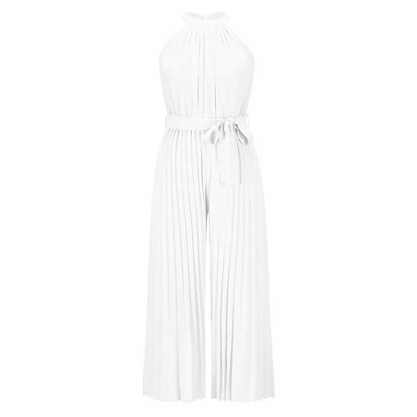Women's Lace-Up Halter Casual Wide-Leg Jumpsuit
