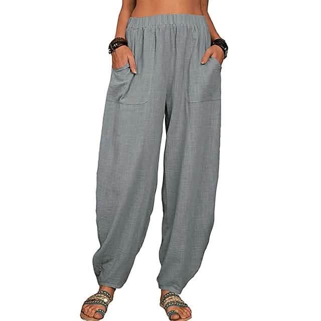 Women's Linen High Waist Wide Leg Pants